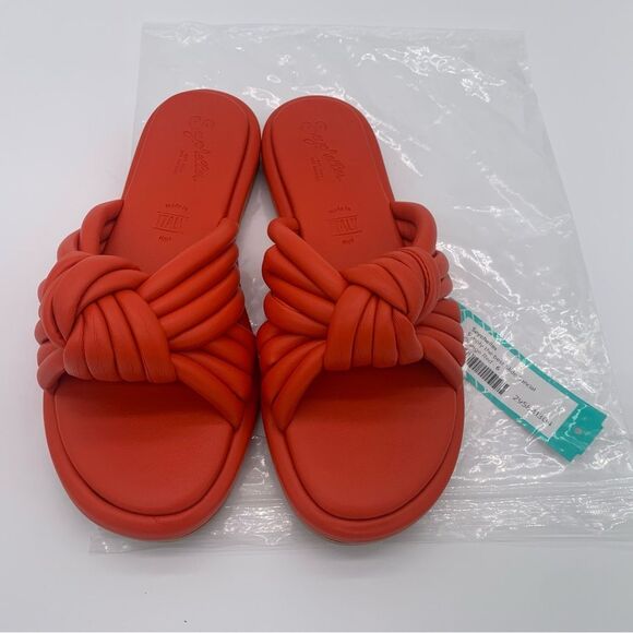 NEW Seychelles Simply The Best Orange Red Slide Sandals Casual - Picture 8 of 9